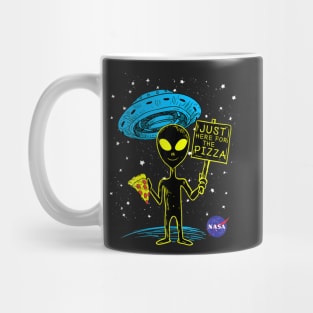 NASA UFO Alien Just Here For The Pizza Graphic Mug